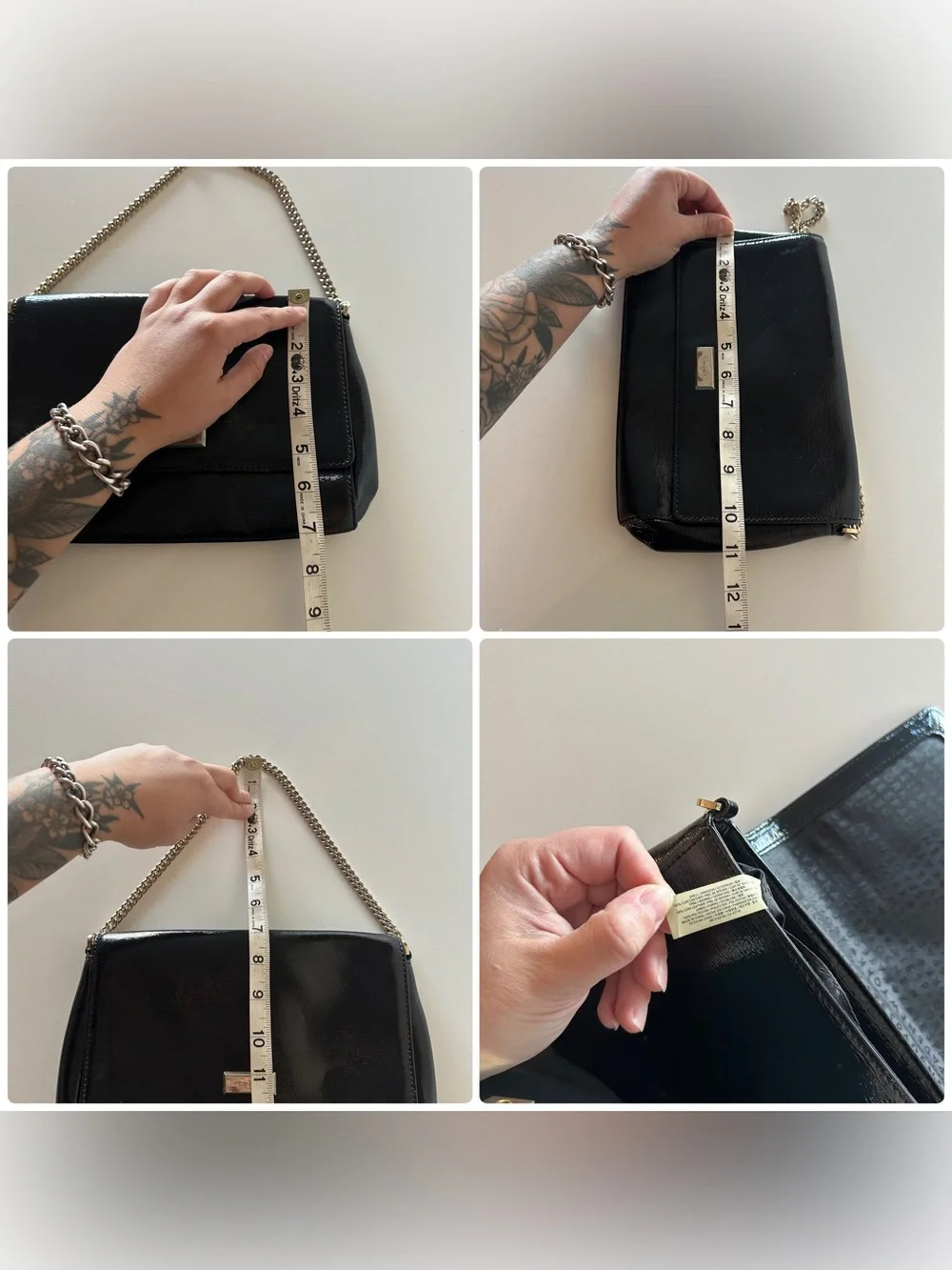 Kate Spade Y2K Laurel Way Greer Patent Black Leather Shoulder Bag Chain   Super